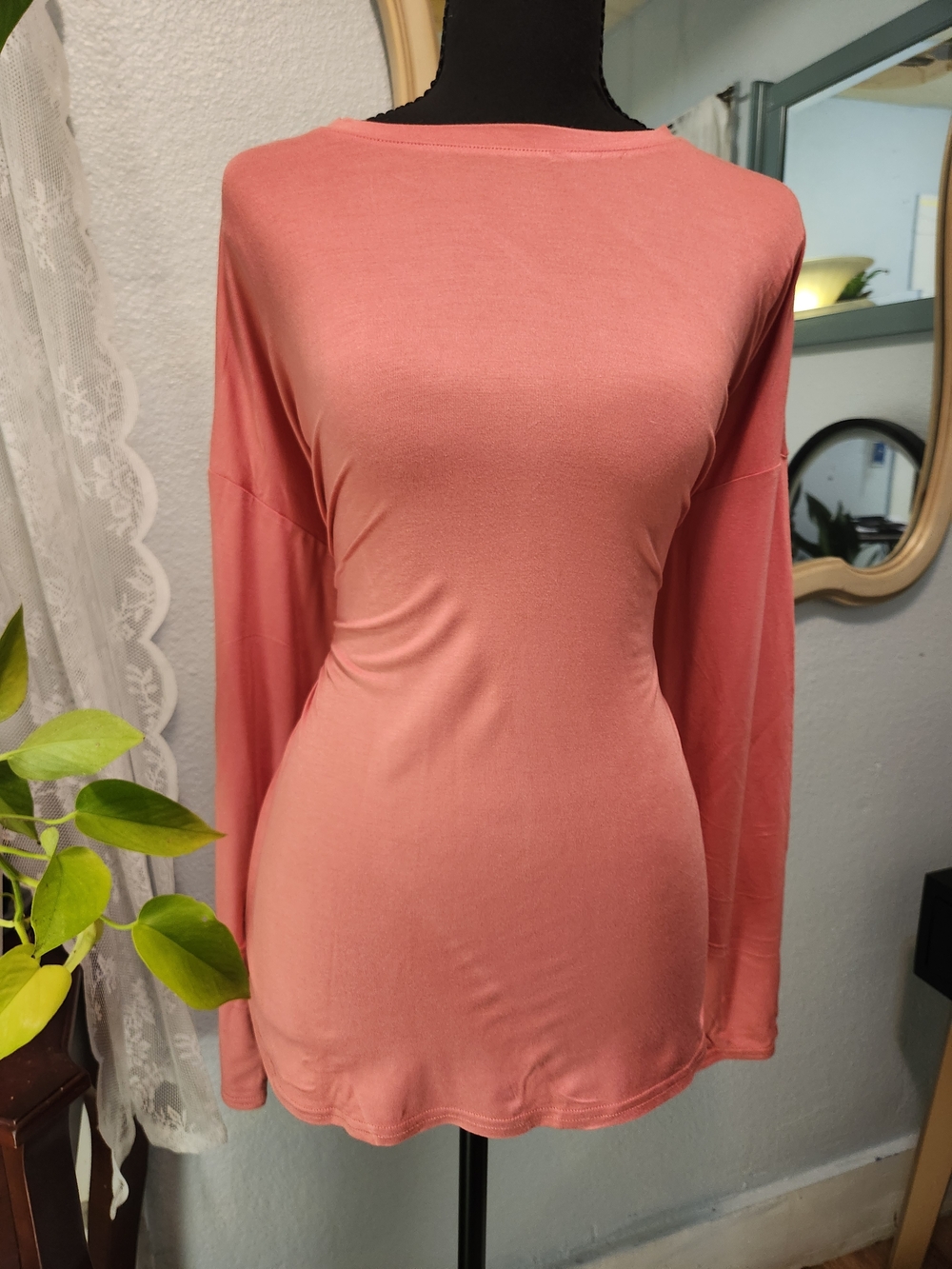 GAP Long-Sleeve Boatneck Top in Rose